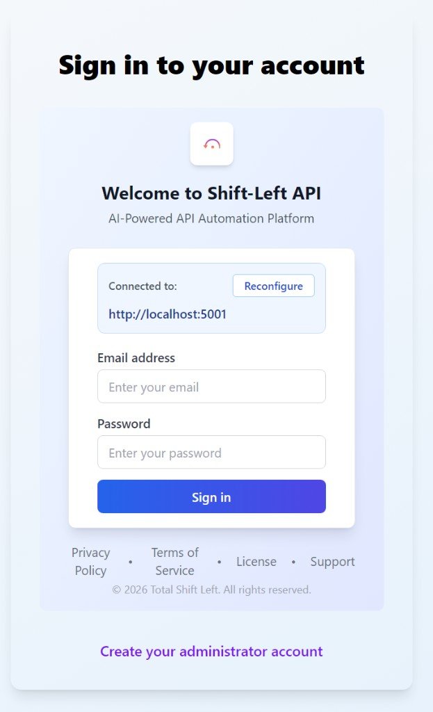 Shift-Left Studio – Sign in screen (alternate view)